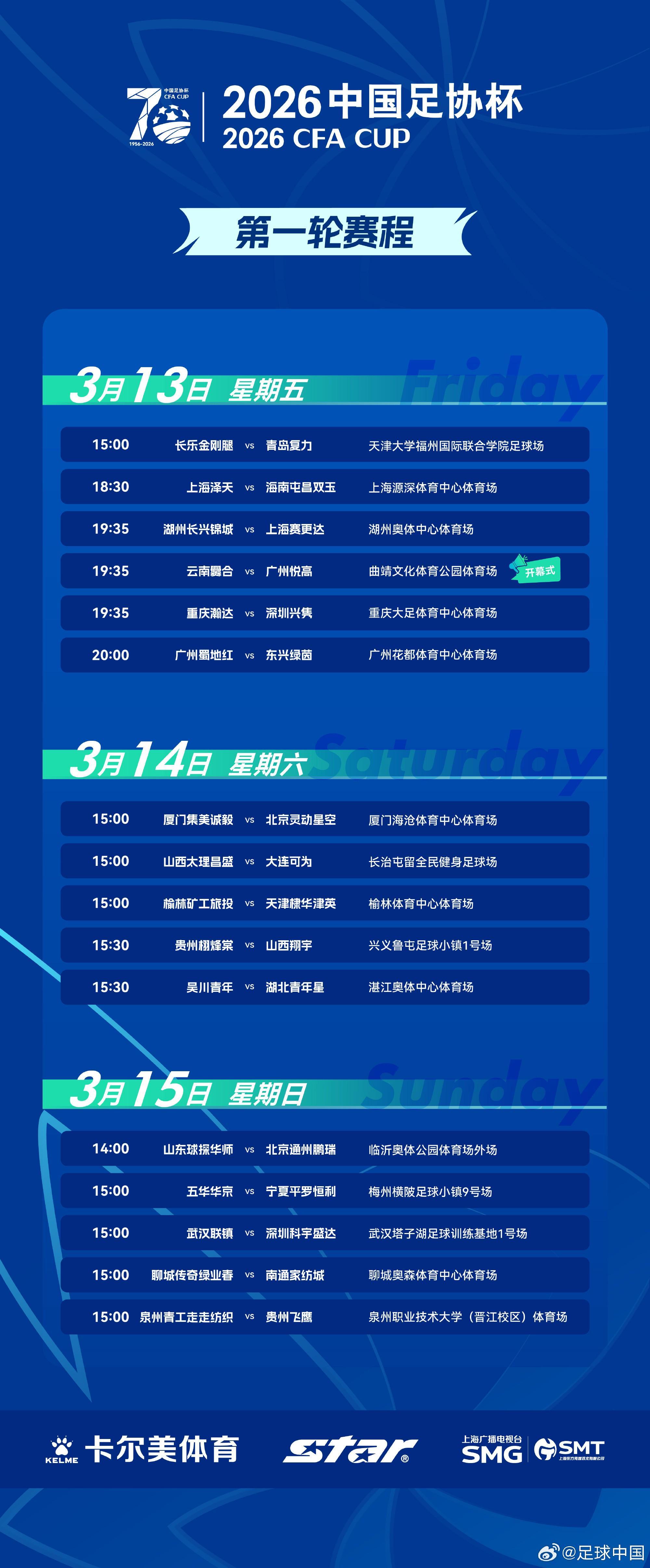 皇冠体育登录入口-足协杯第一轮赛程出炉：3月13日-15日进行，32支球队出战